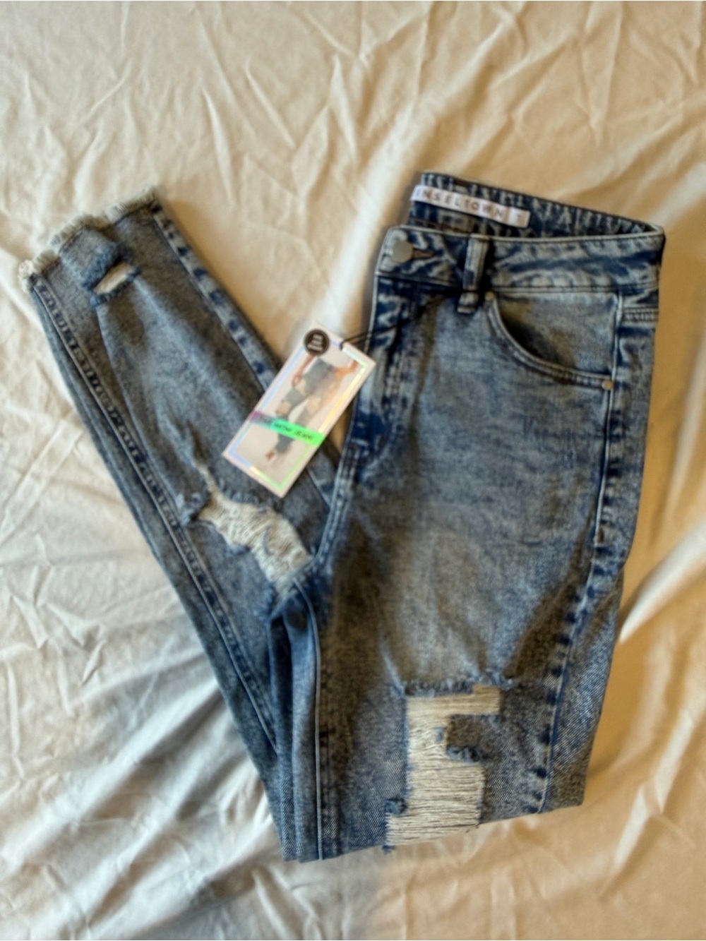 Tinseltown Women’s Skinny Distressed Denim - Grey Blue
